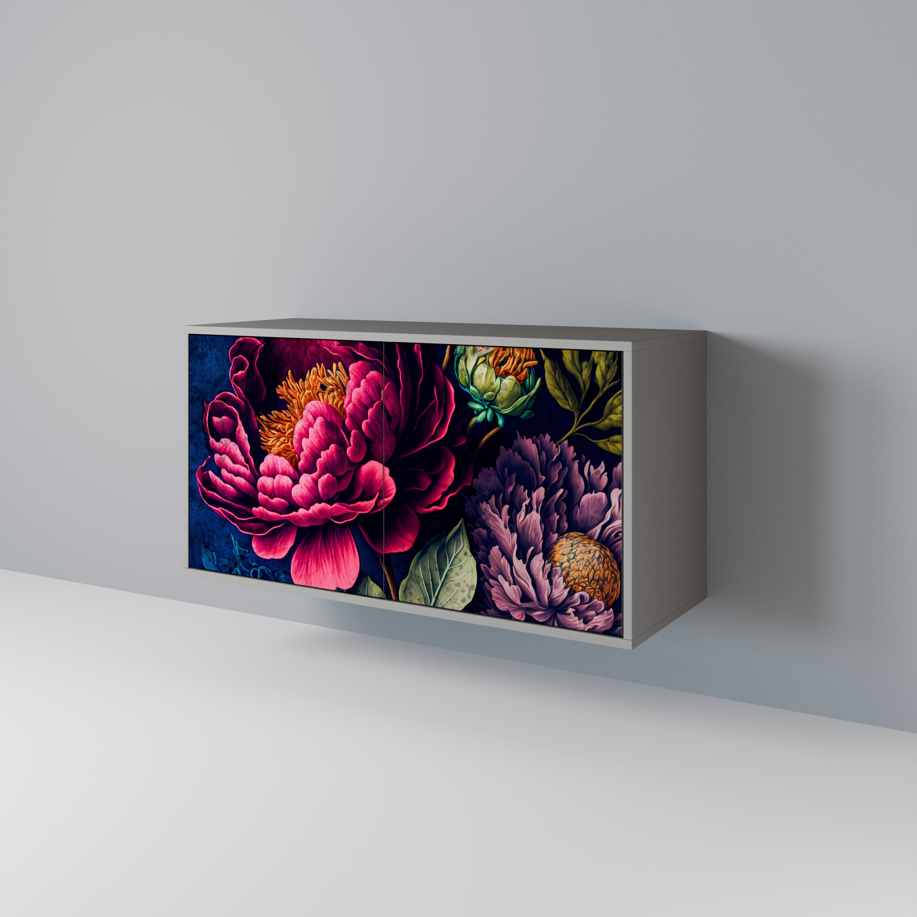 Aparador de 2 puertas BLOOMING ELEGANCE en acabado gris