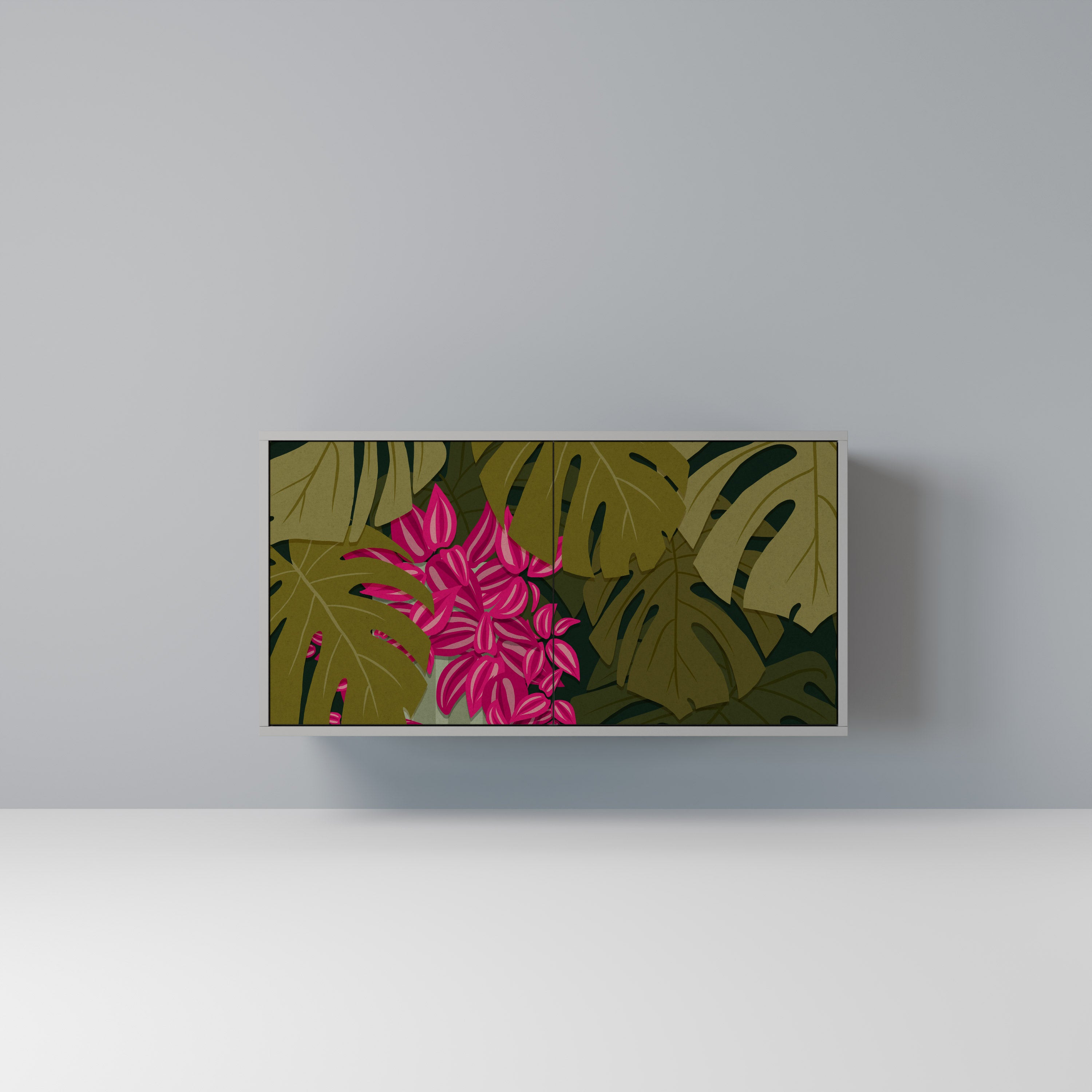 Aparador TROPICAL BEAUTY de 2 puertas en acabado gris