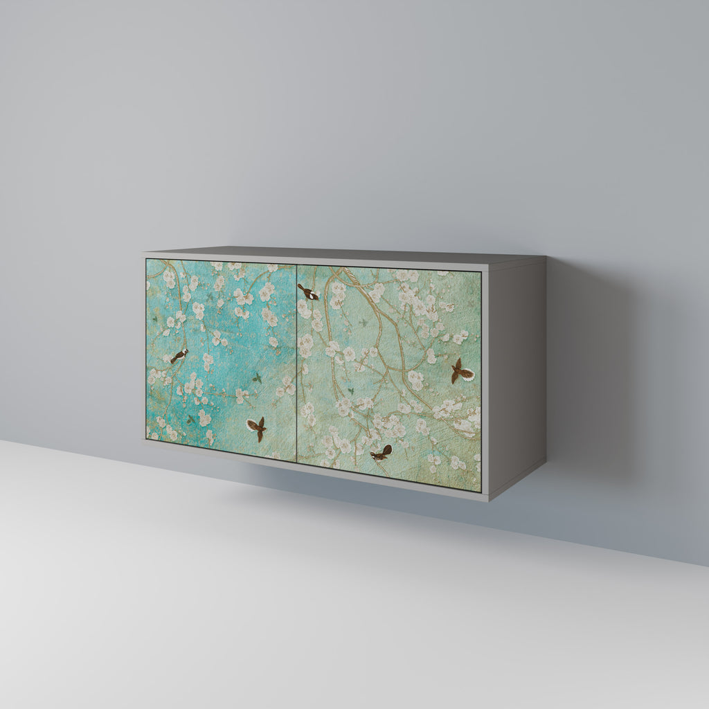 Aparador de 2 puertas BLOOMING CHARM en acabado gris