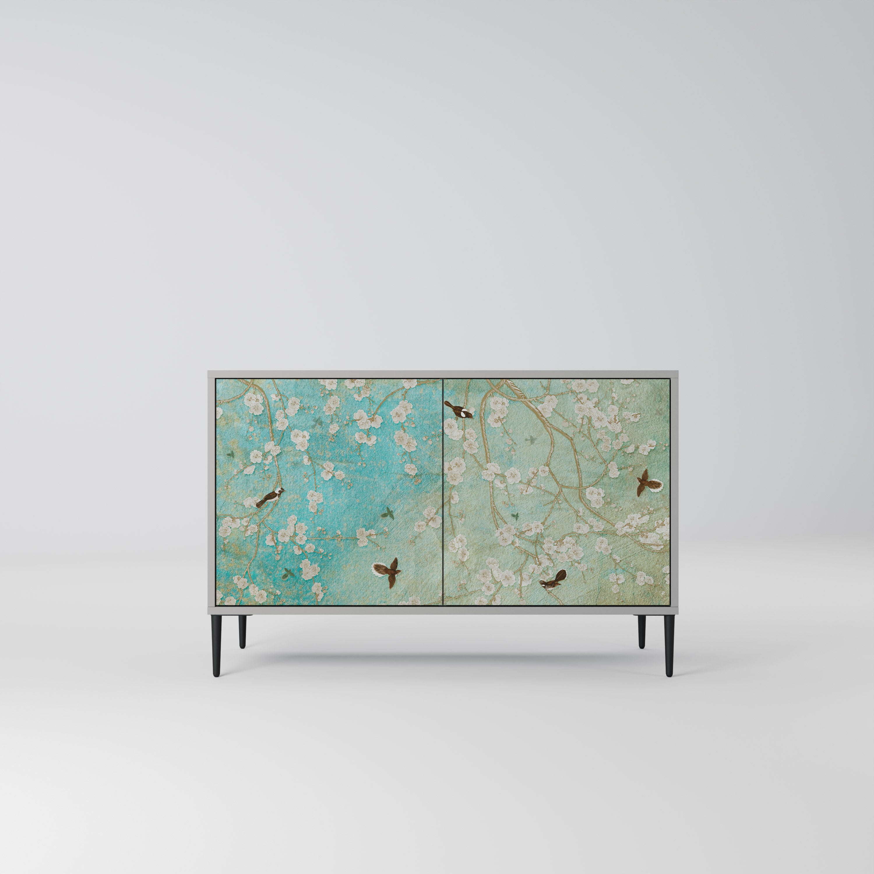 Aparador de 2 puertas BLOOMING CHARM en acabado gris