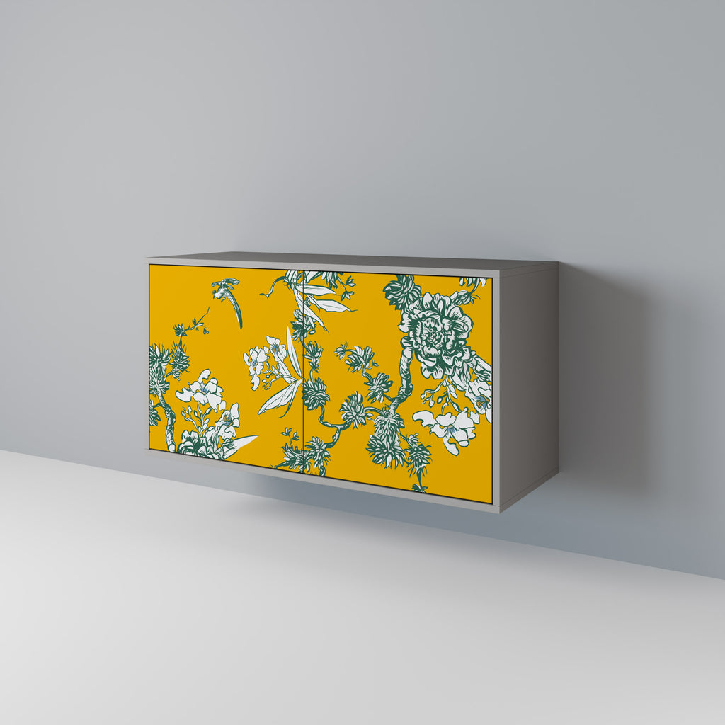 Aparador YELLOW CHINOISERIE de 2 puertas en acabado gris