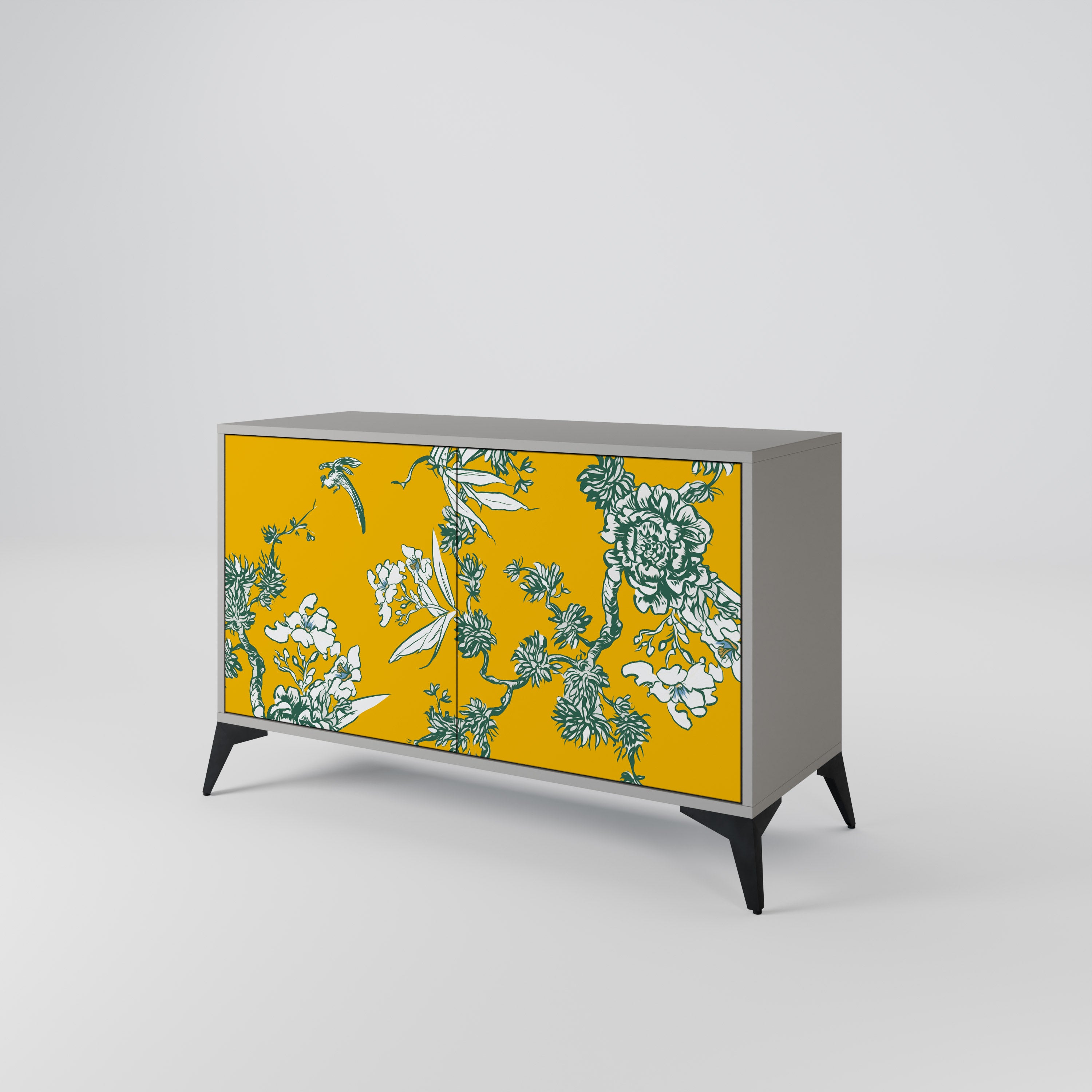 Aparador YELLOW CHINOISERIE de 2 puertas en acabado gris