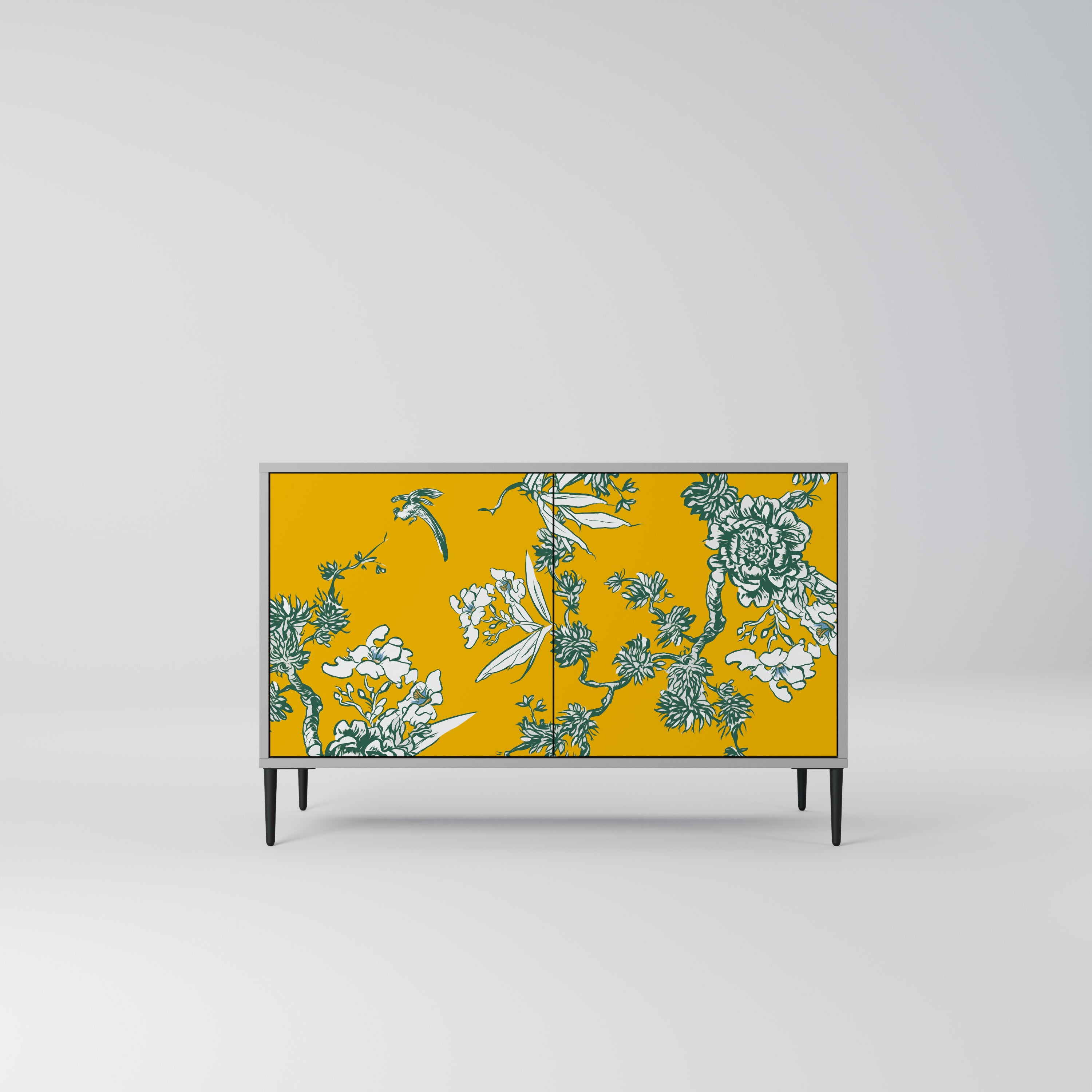 Aparador YELLOW CHINOISERIE de 2 puertas en acabado gris