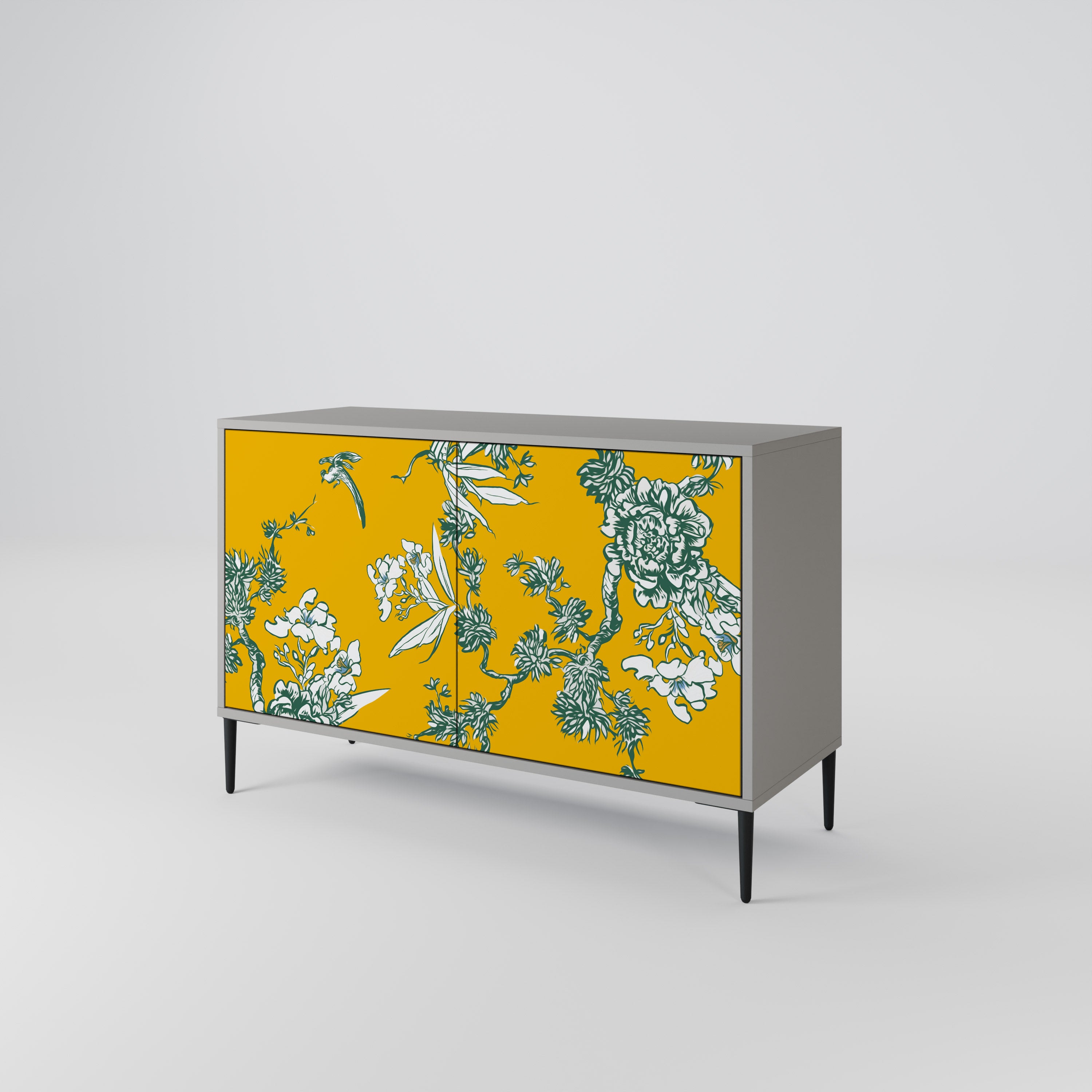 Aparador YELLOW CHINOISERIE de 2 puertas en acabado gris
