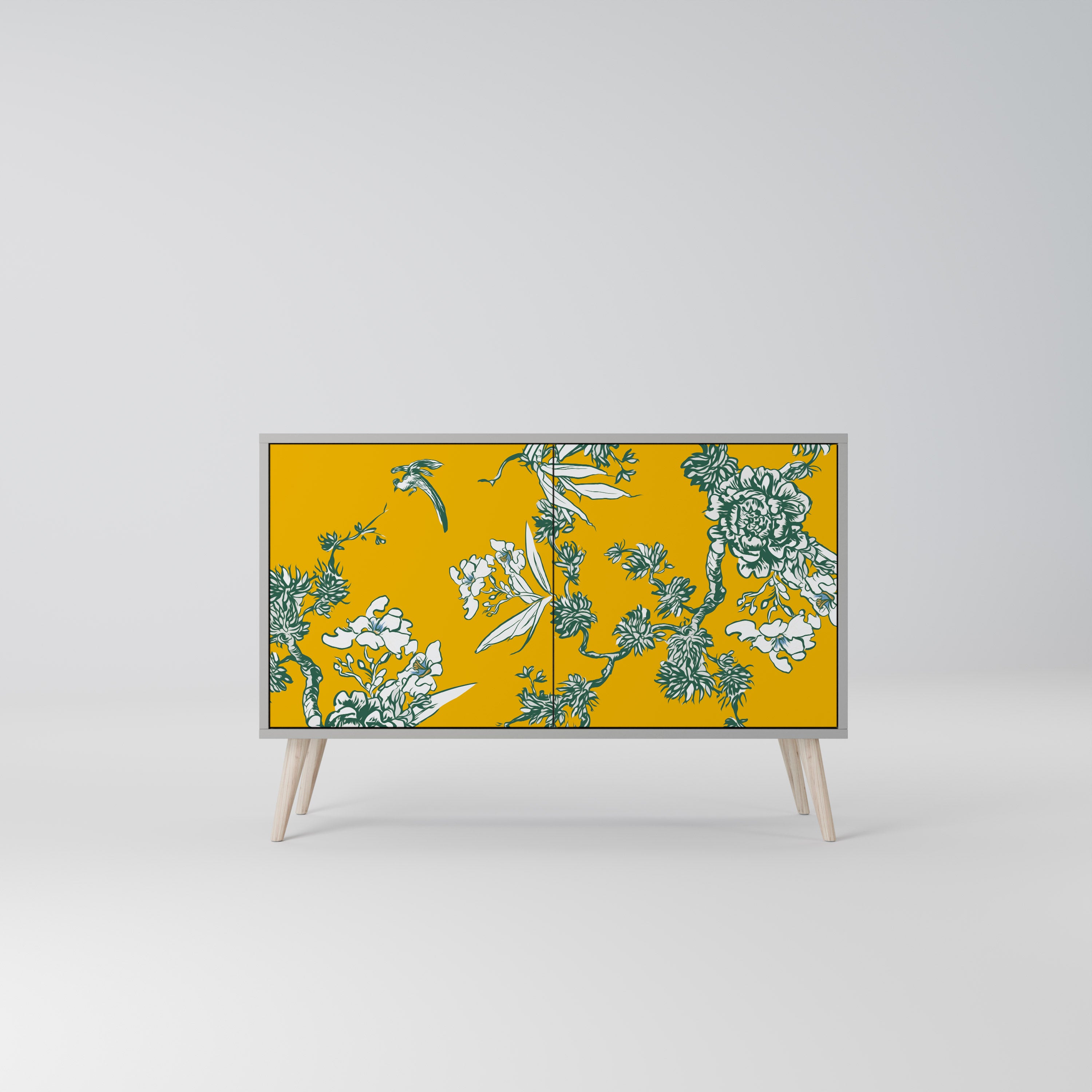 Aparador YELLOW CHINOISERIE de 2 puertas en acabado gris