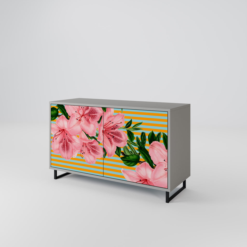 Aparador de 2 puertas FRAGILE BEAUTY en acabado gris