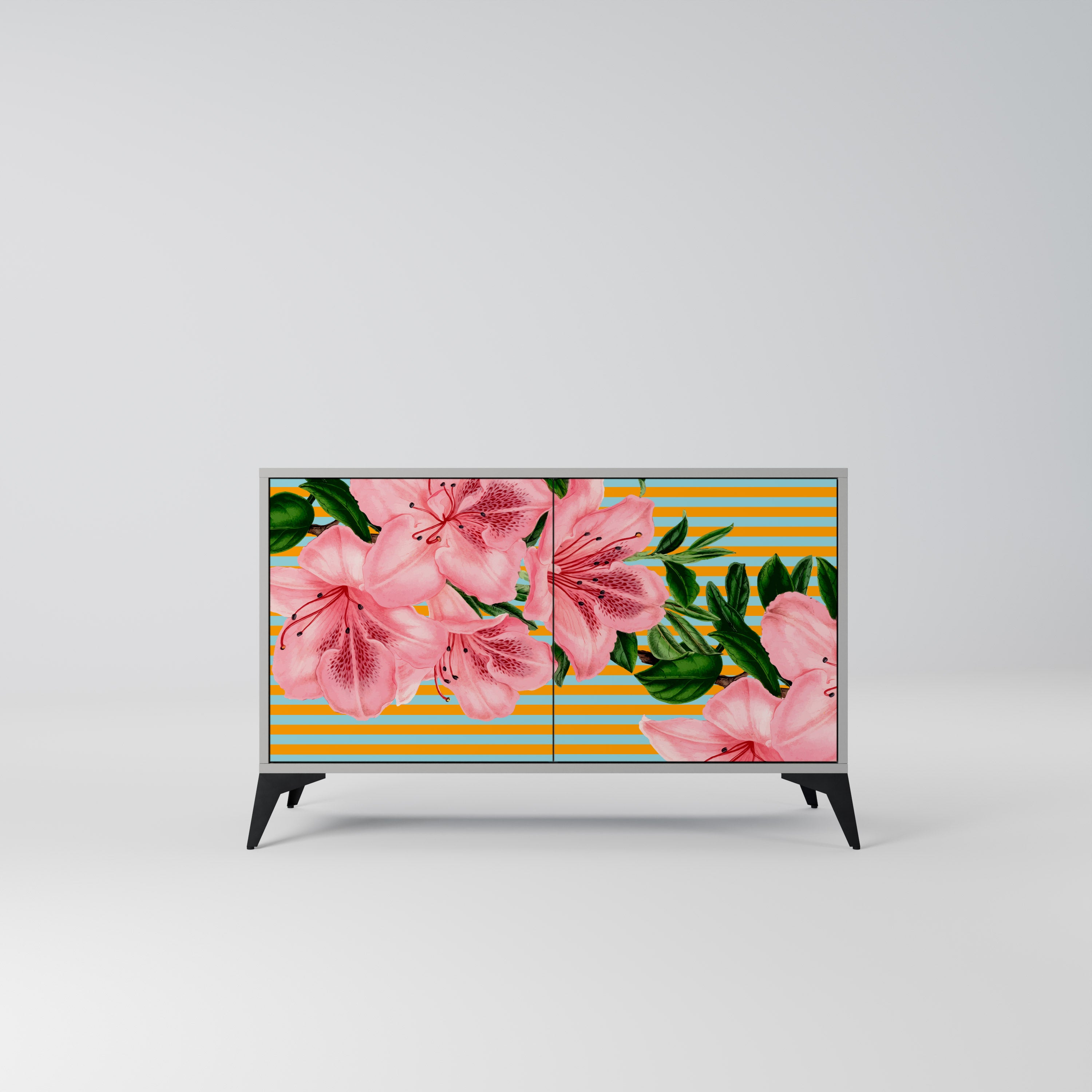 Aparador de 2 puertas FRAGILE BEAUTY en acabado gris