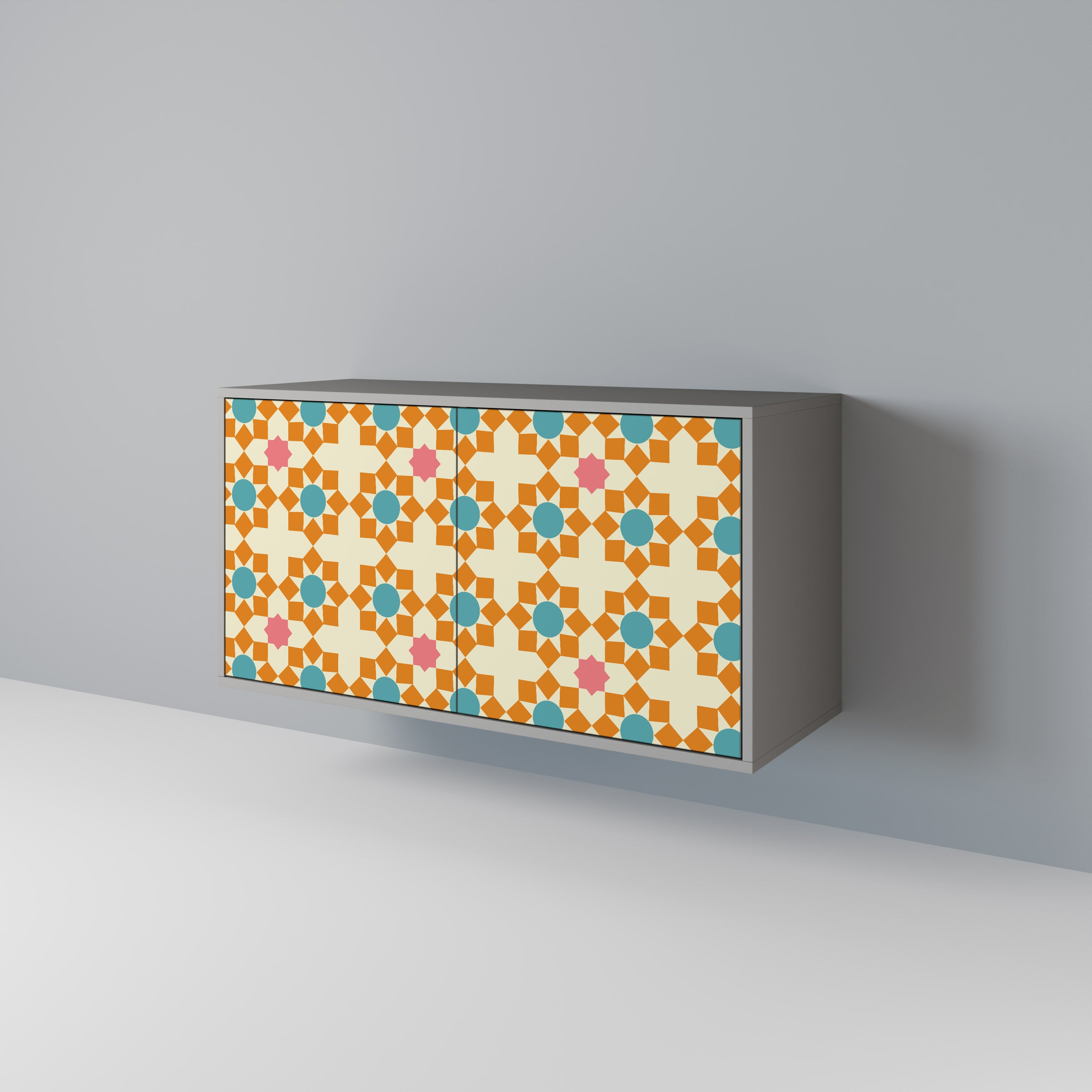 Aparador de 2 puertas FLORAL DECOR en acabado gris