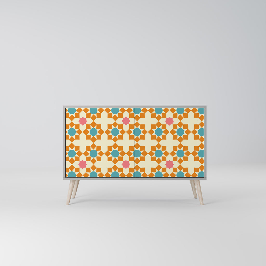 Aparador de 2 puertas FLORAL DECOR en acabado gris