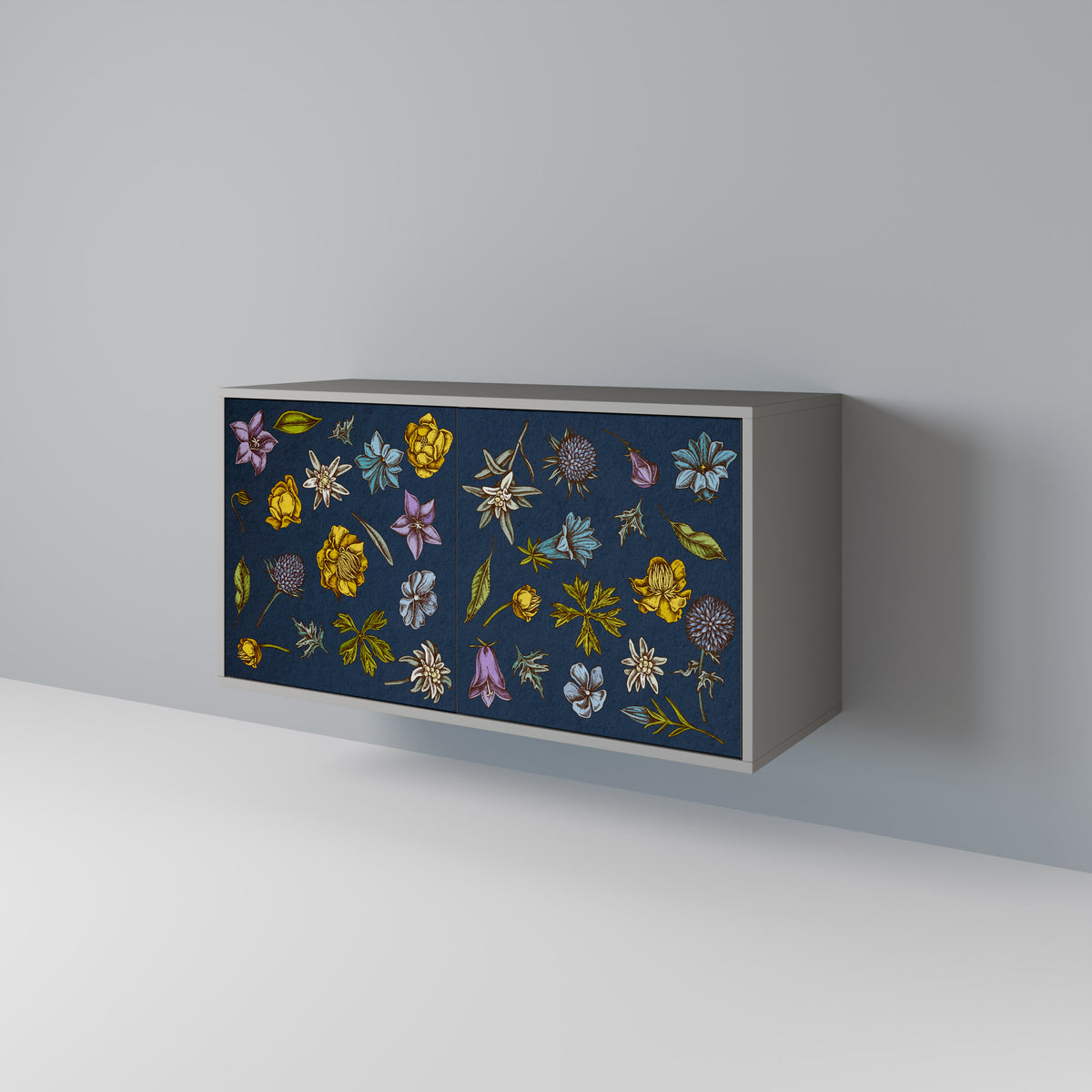 FLOWERS ON NAVY BLUE Aparador de 2 Puertas