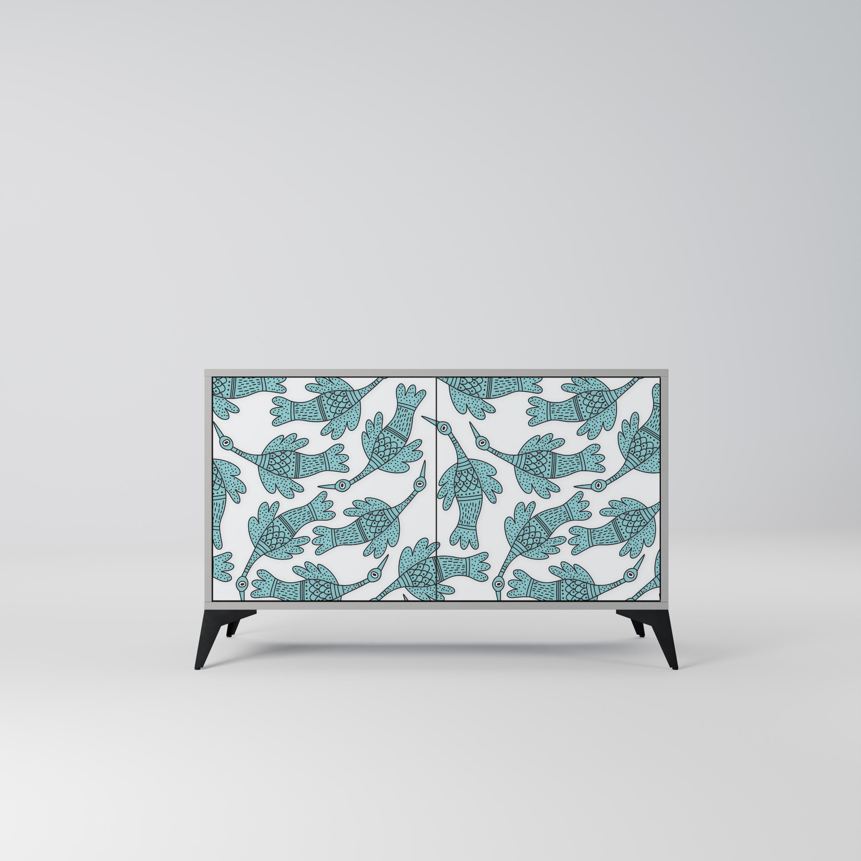 Aparador de 2 puertas WATERSPOUT SONGIBIRD en acabado gris