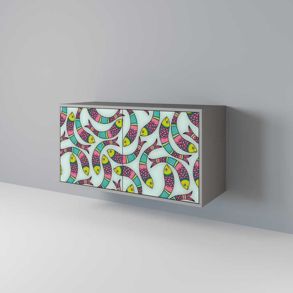 Aparador INDIAN FISH de 2 puertas en acabado gris