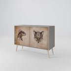 STEAMPUNK CLAN Aparador de 2 Puertas en Acabado Gris