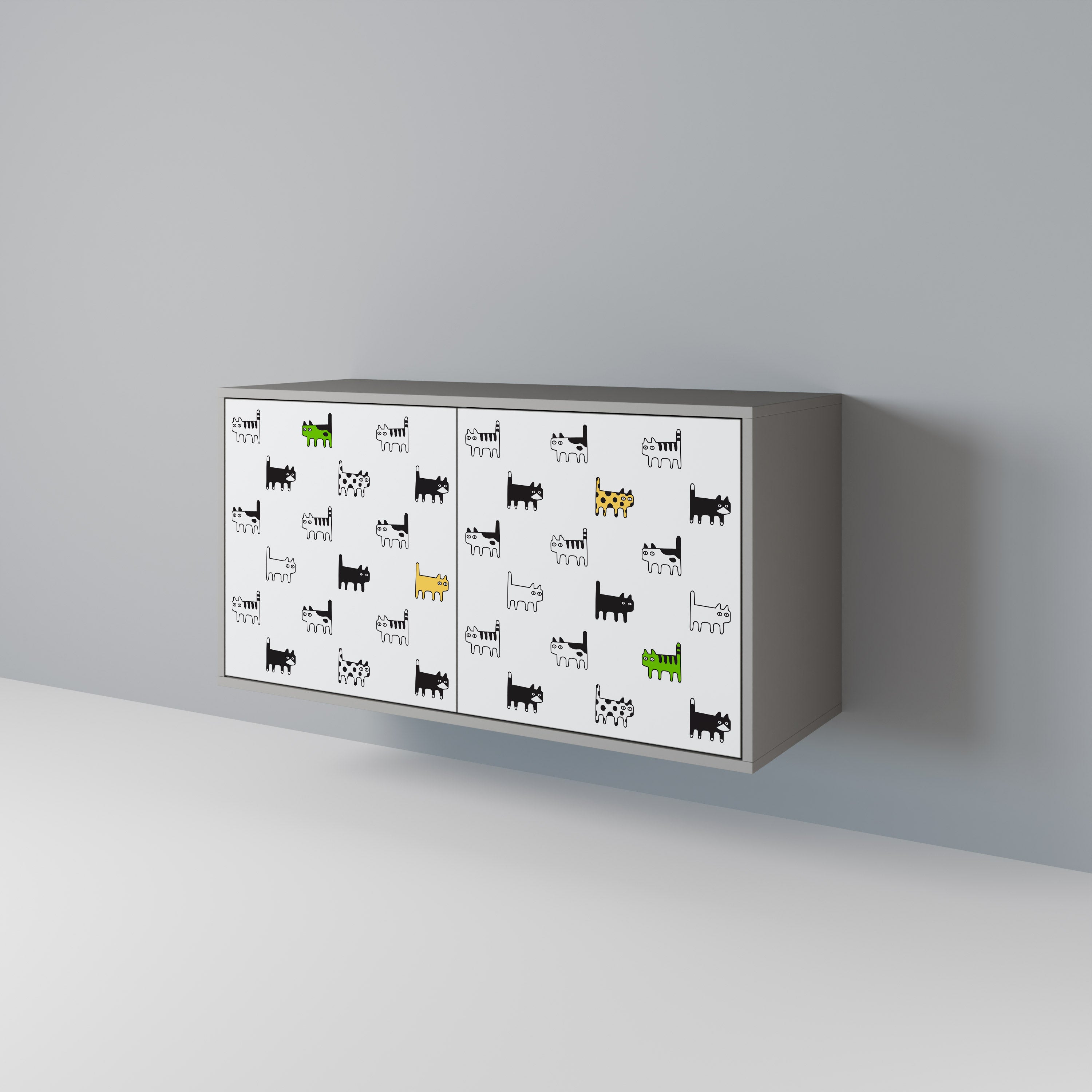 Aparador de 2 puertas CATS COMPILATION en acabado gris