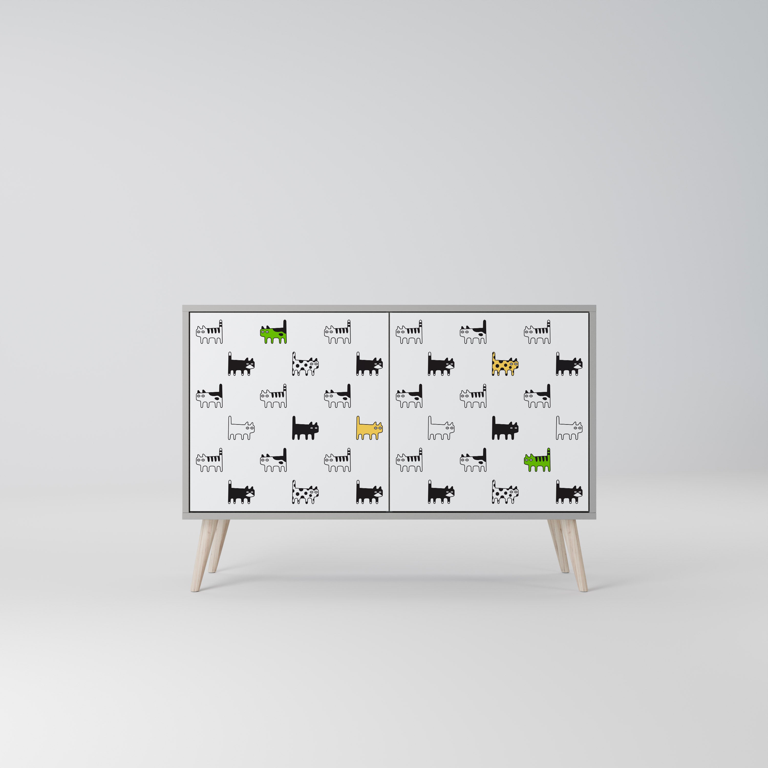 Aparador de 2 puertas CATS COMPILATION en acabado gris