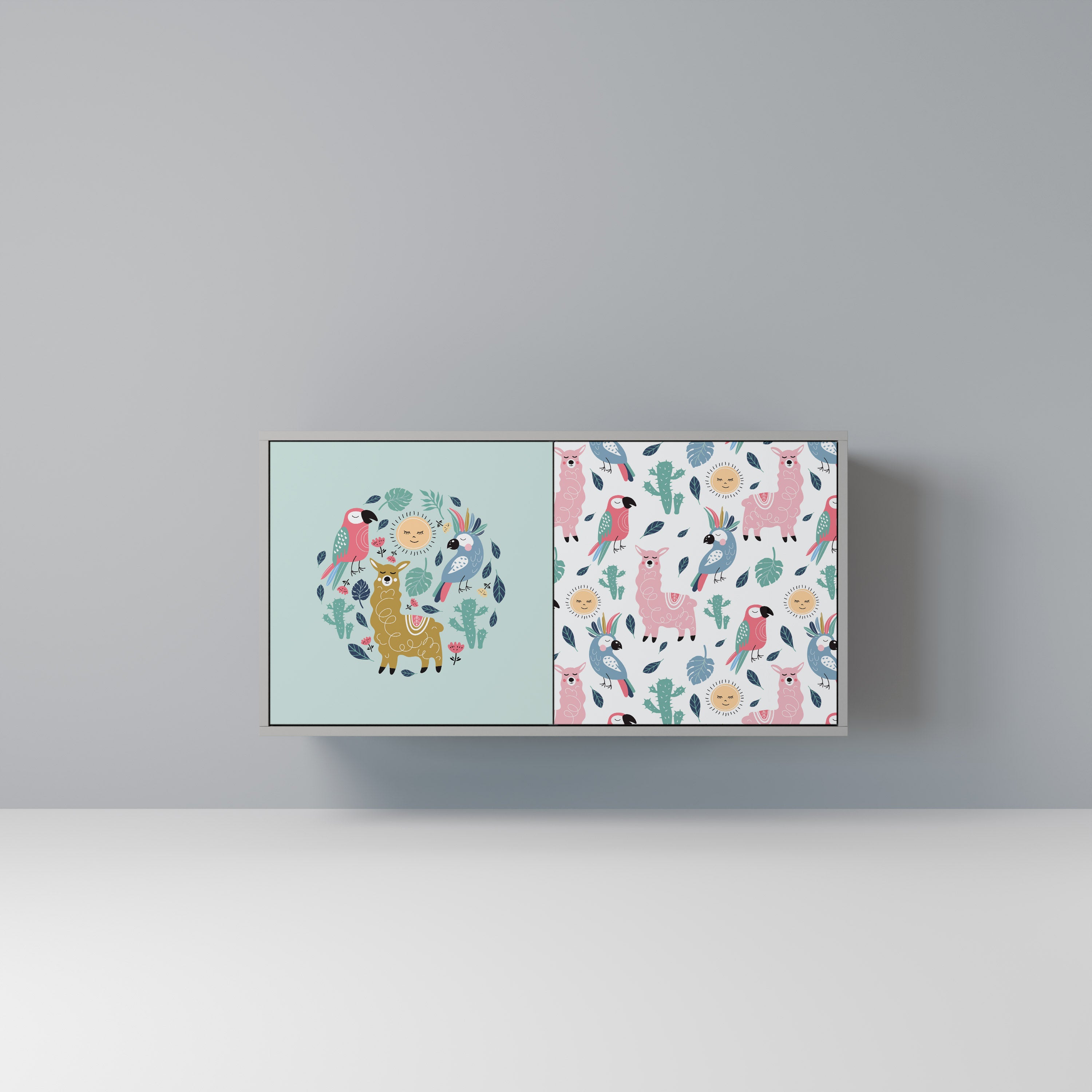 Aparador de 2 puertas COLORFUL ALPACAS en acabado gris