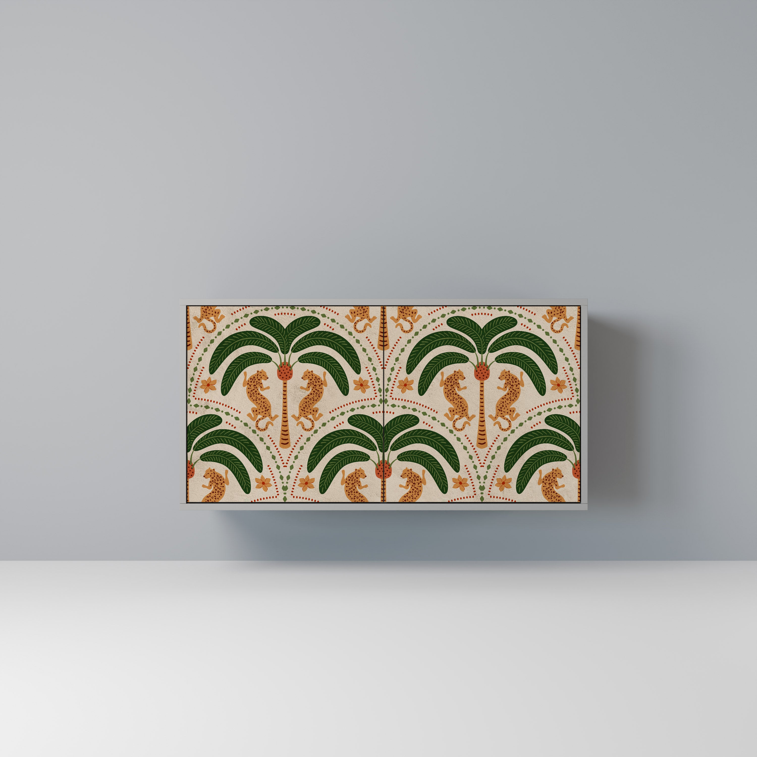 Aparador de 2 puertas DANCING PREDATORS en acabado gris