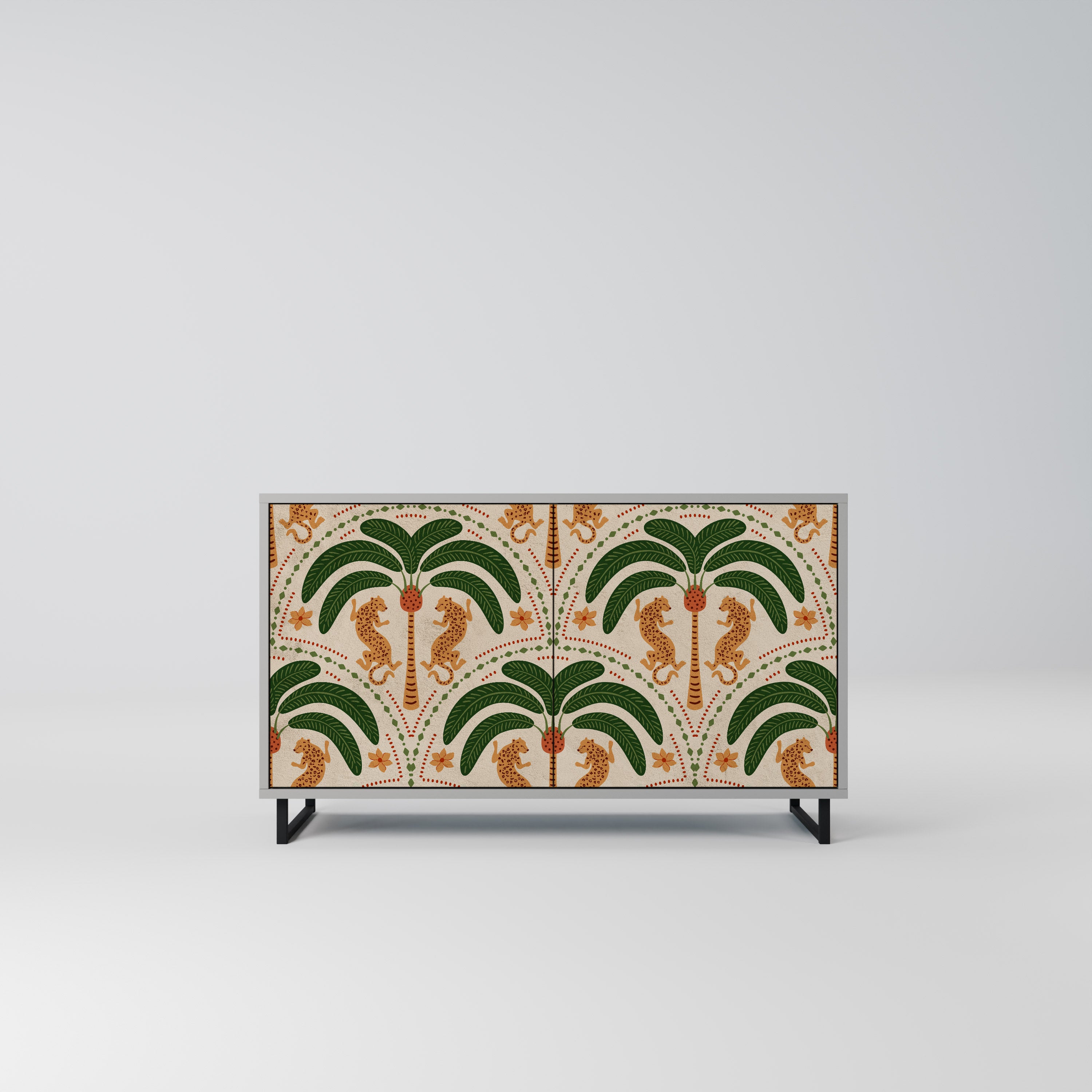 Aparador de 2 puertas DANCING PREDATORS en acabado gris