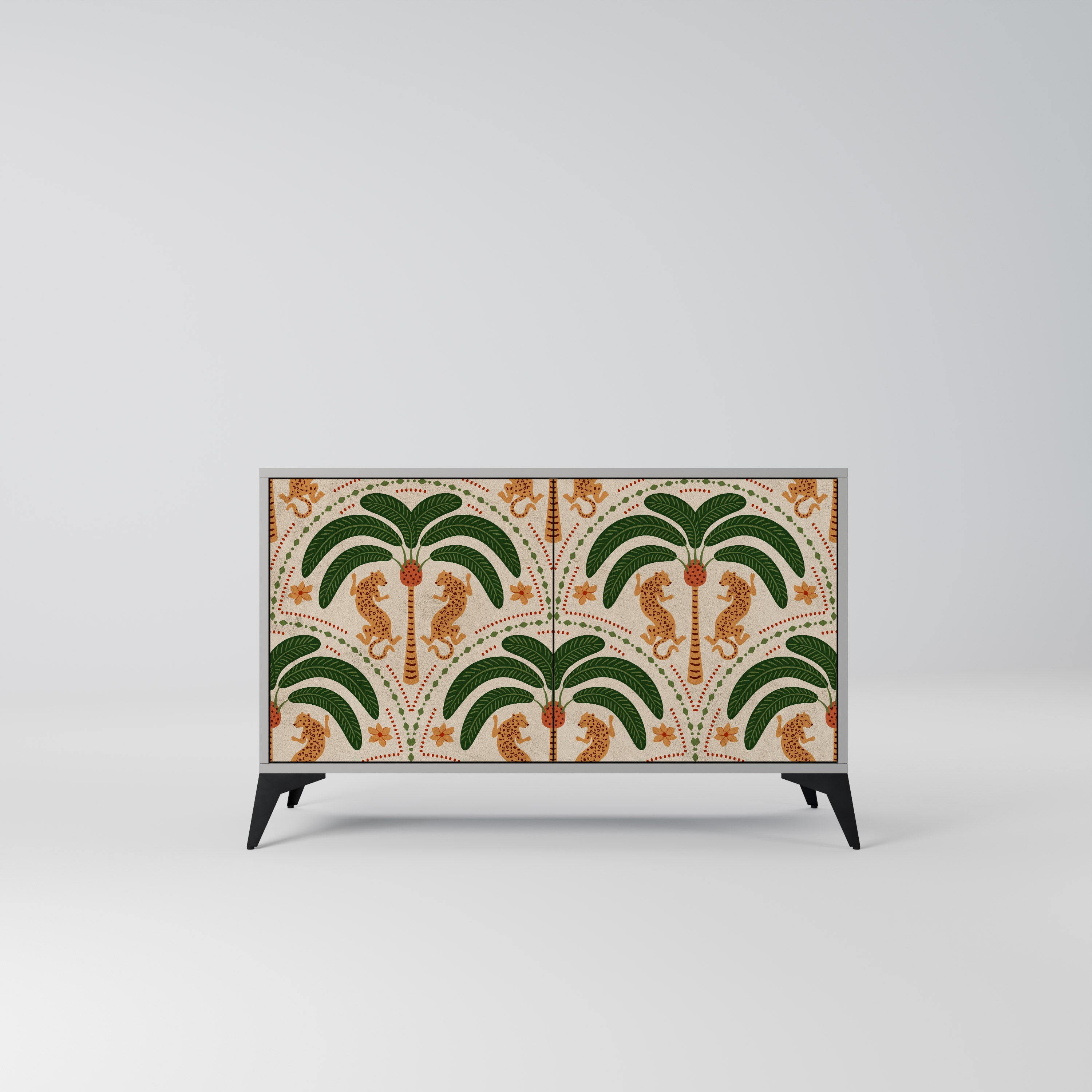 Aparador de 2 puertas DANCING PREDATORS en acabado gris