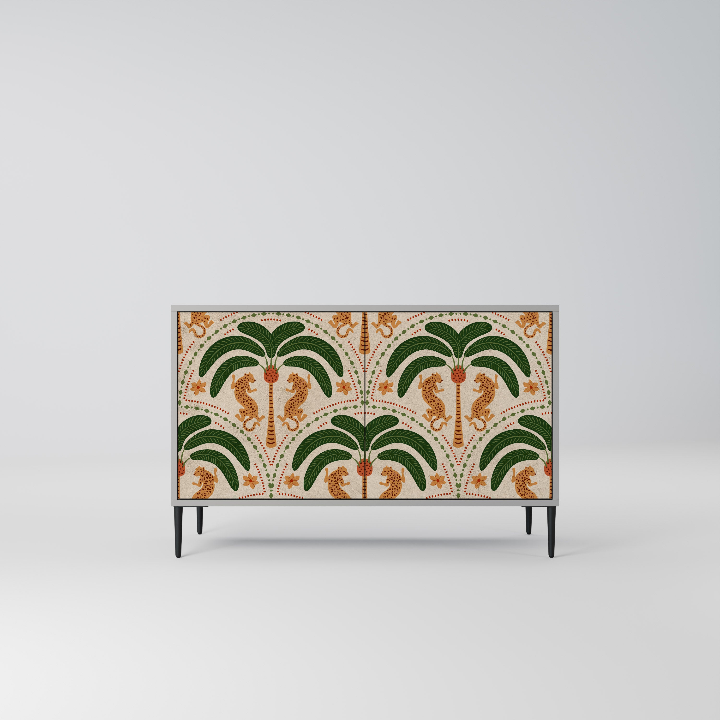 Aparador de 2 puertas DANCING PREDATORS en acabado gris