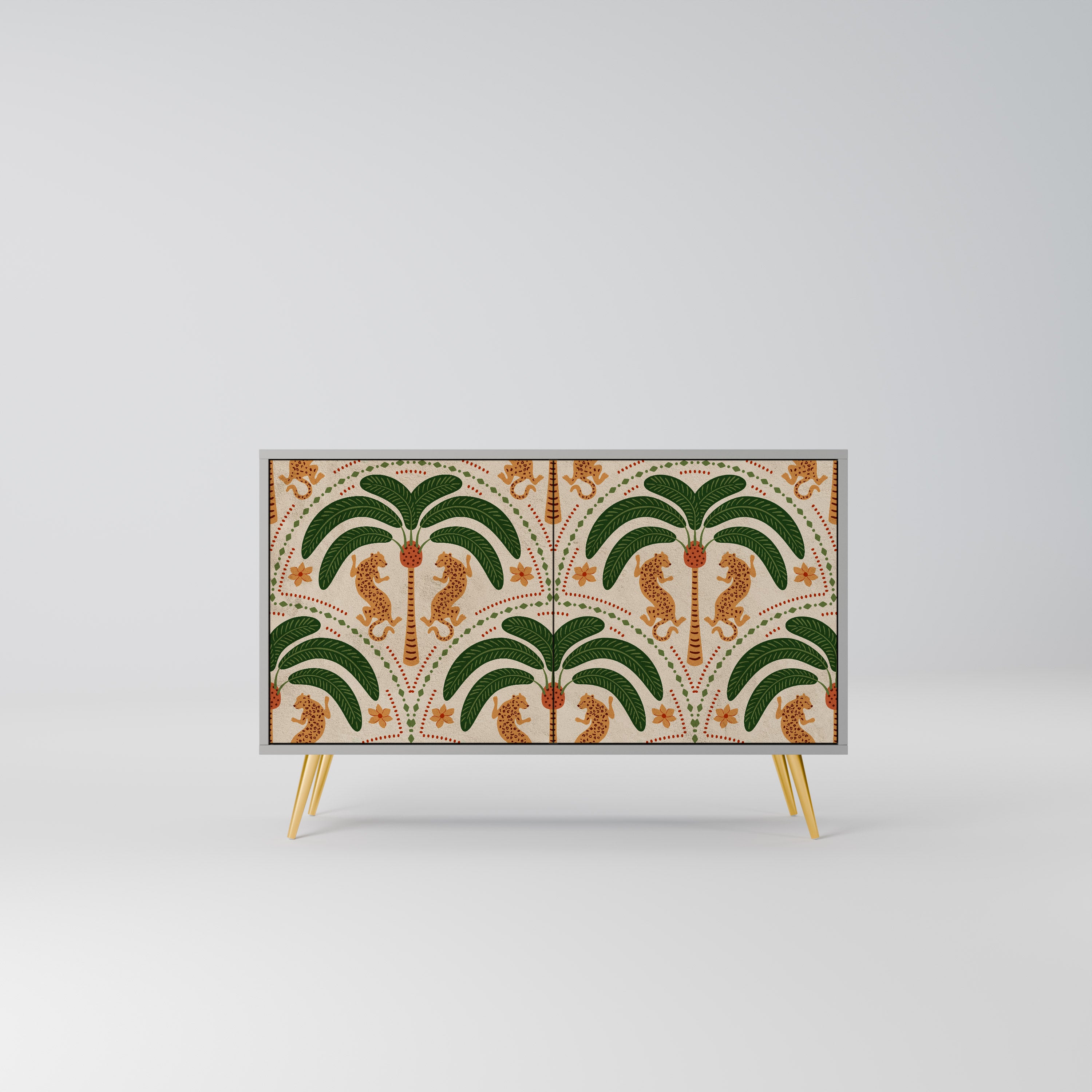 Aparador de 2 puertas DANCING PREDATORS en acabado gris