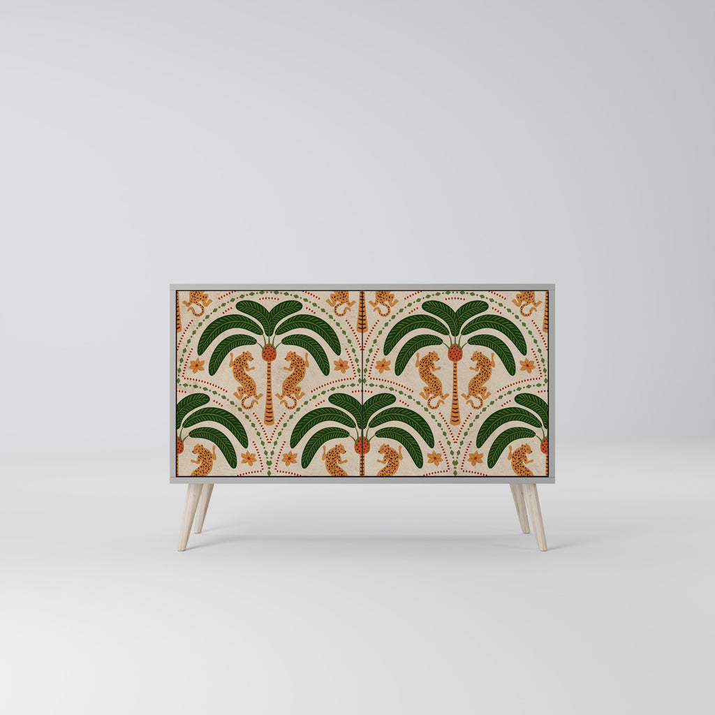 Aparador de 2 puertas DANCING PREDATORS en acabado gris