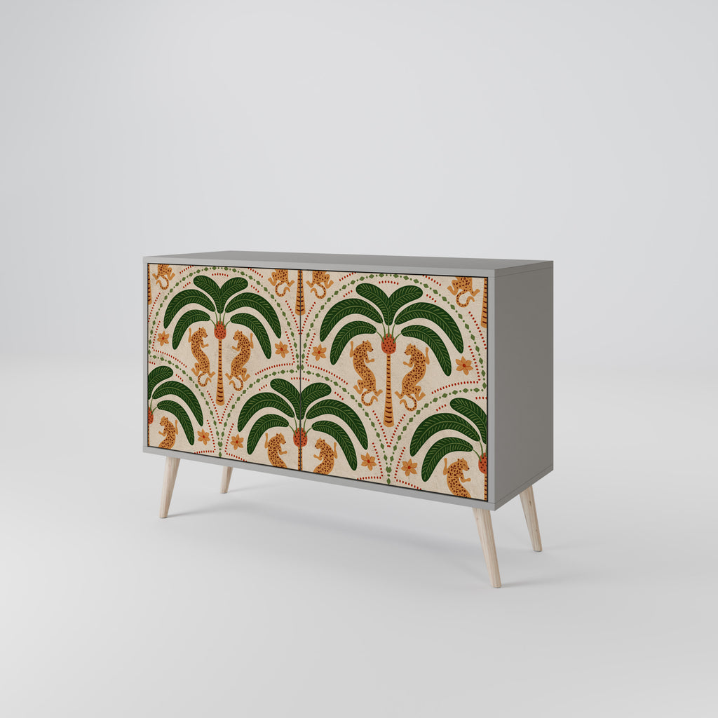 Aparador de 2 puertas DANCING PREDATORS en acabado gris