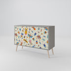 COLORFUL INSECTS 2-Door Sideboard in Grey Finish