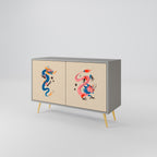 MYTHOLOGICAL CREATURES 2-Door Sideboard in Grey Finish