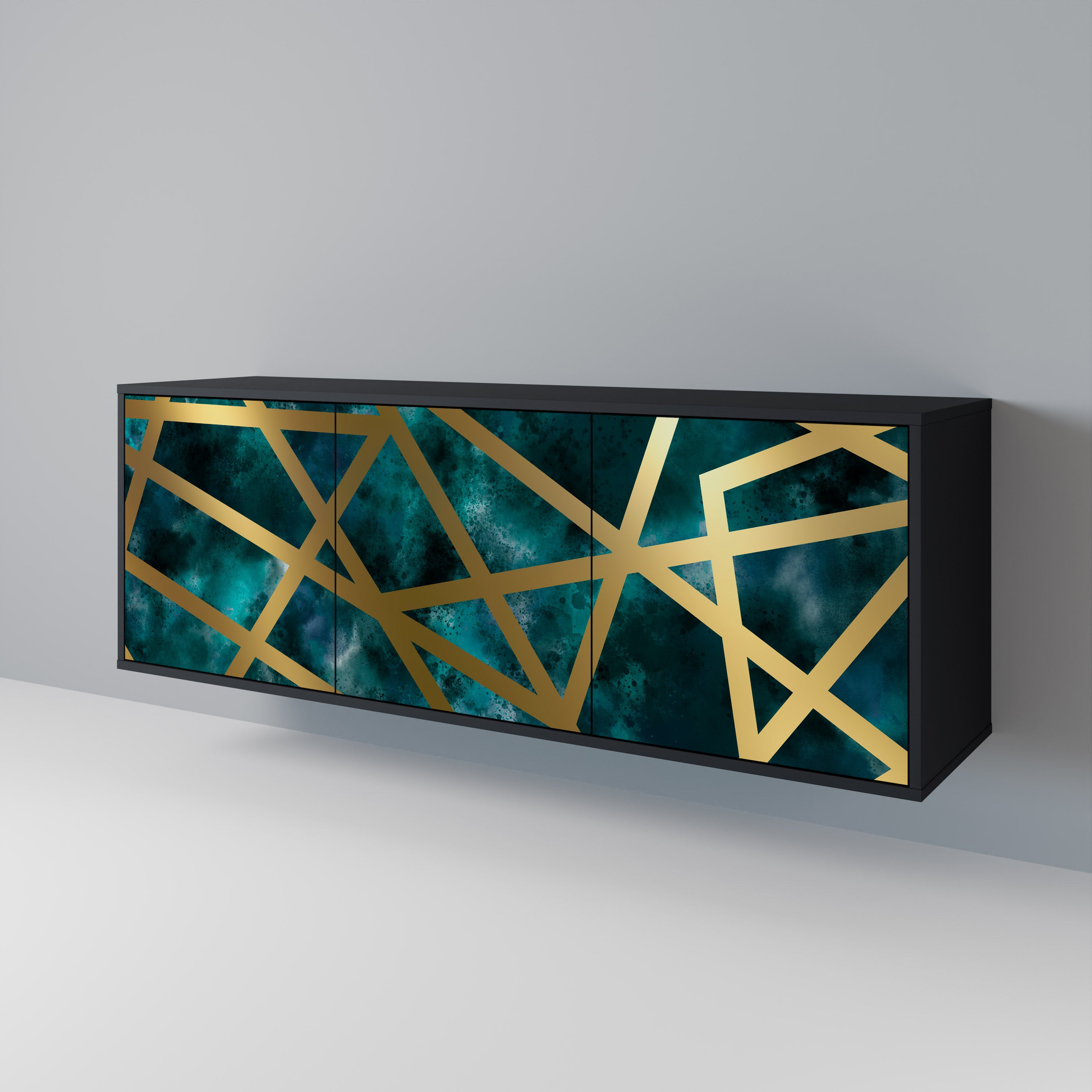 THE LABYRINTH OF GOLD 3-Door Sideboard in Black Finish