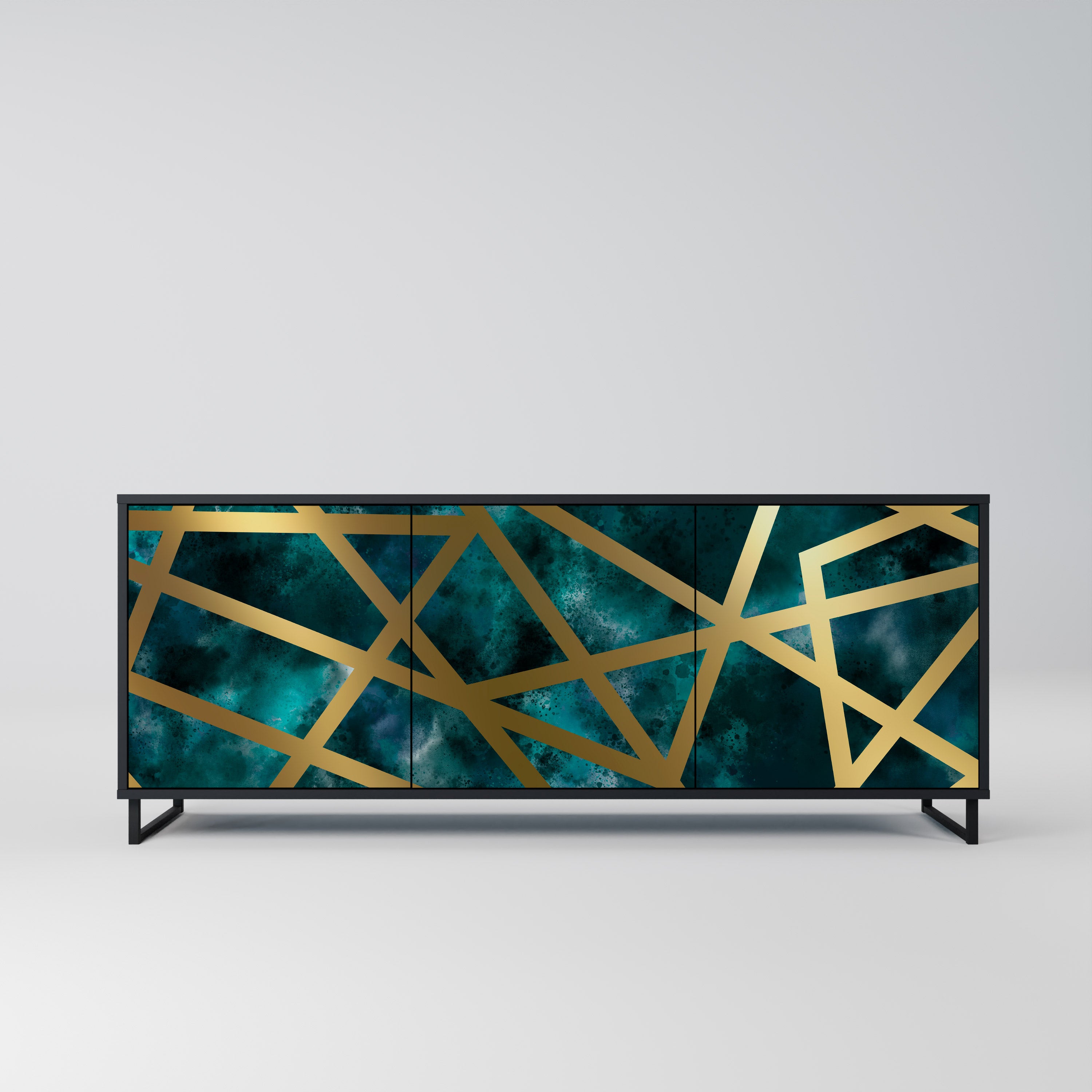 THE LABYRINTH OF GOLD 3-Door Sideboard in Black Finish