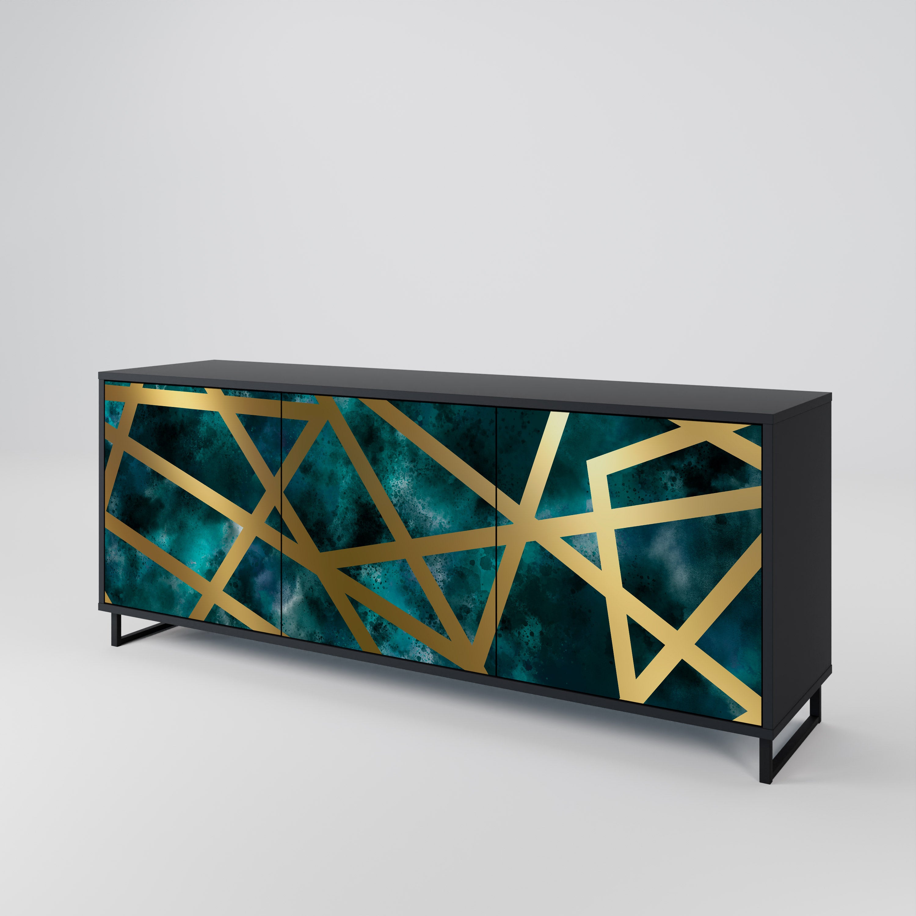 THE LABYRINTH OF GOLD 3-Door Sideboard in Black Finish