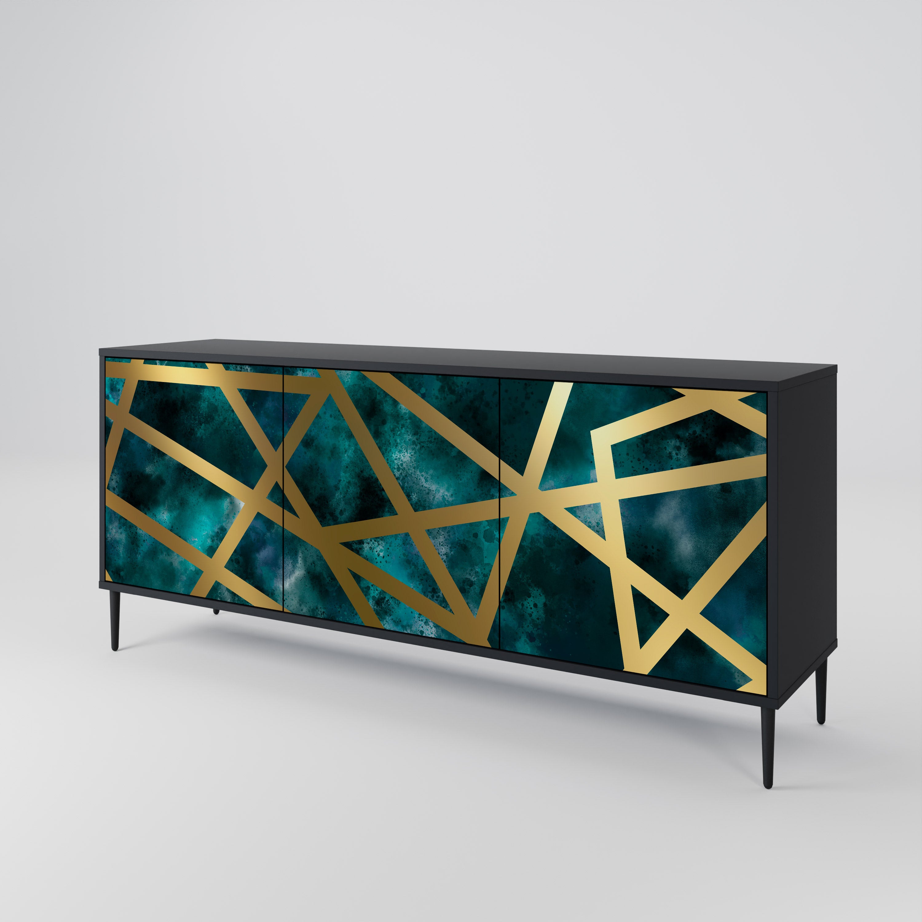 THE LABYRINTH OF GOLD 3-Door Sideboard in Black Finish