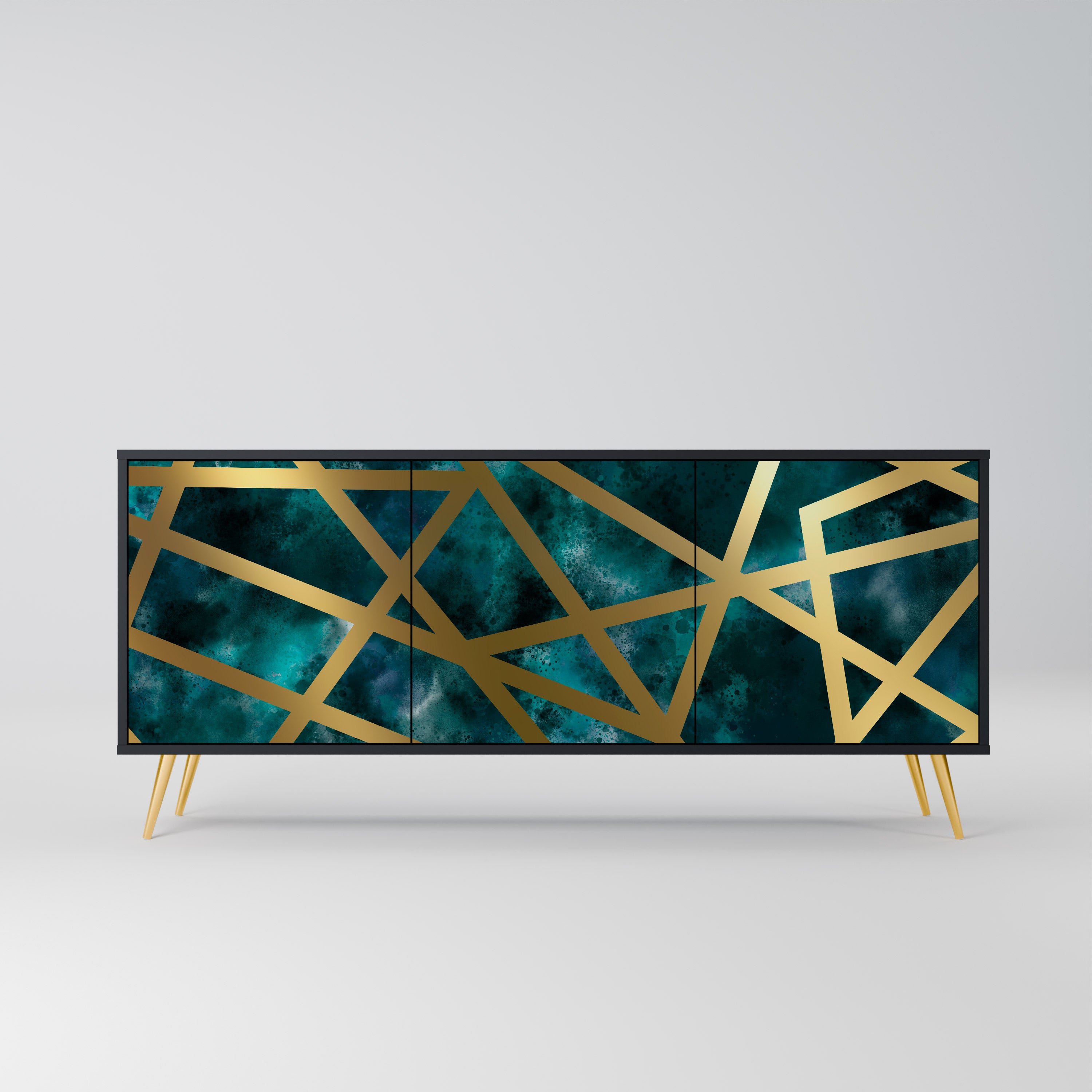 THE LABYRINTH OF GOLD 3-Door Sideboard in Black Finish