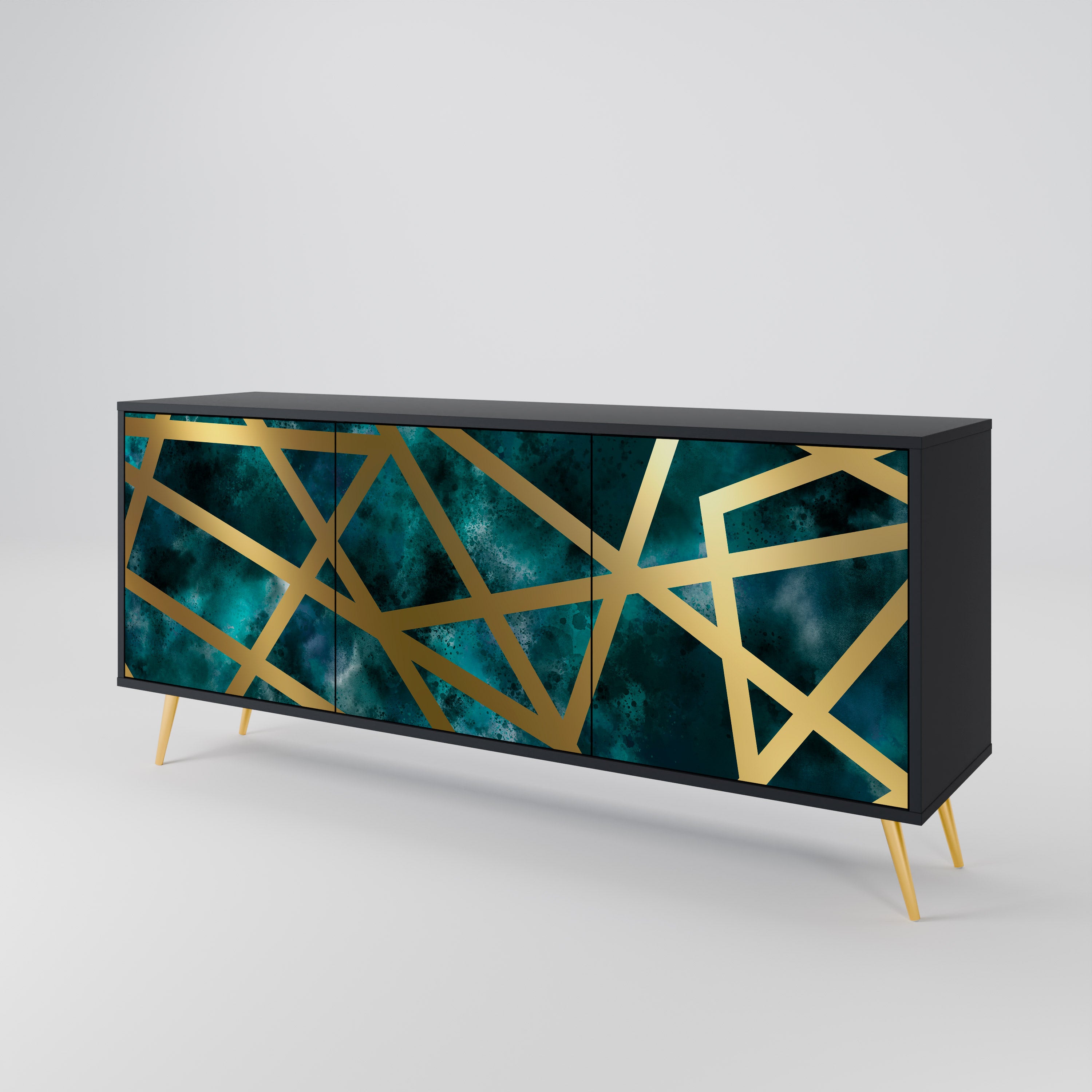 THE LABYRINTH OF GOLD 3-Door Sideboard in Black Finish
