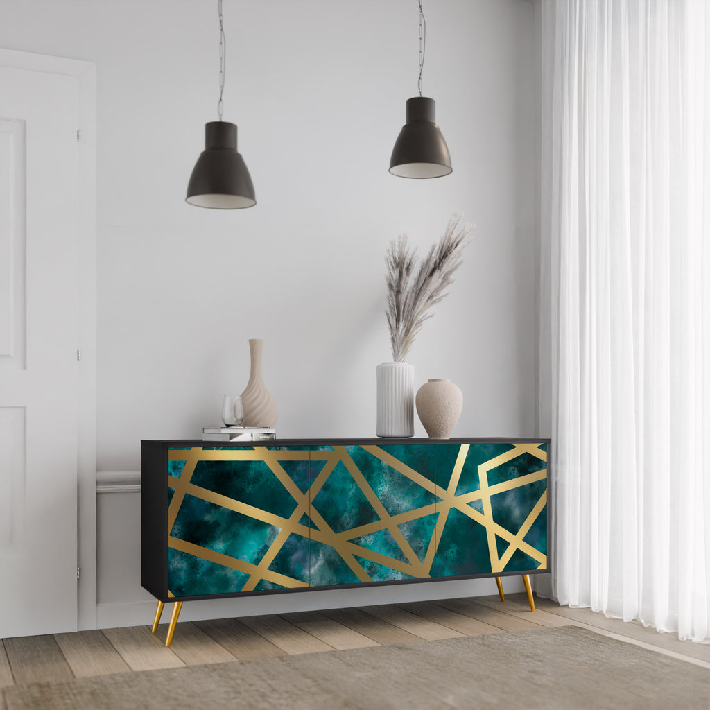 THE LABYRINTH OF GOLD 3-Door Sideboard in Black Finish
