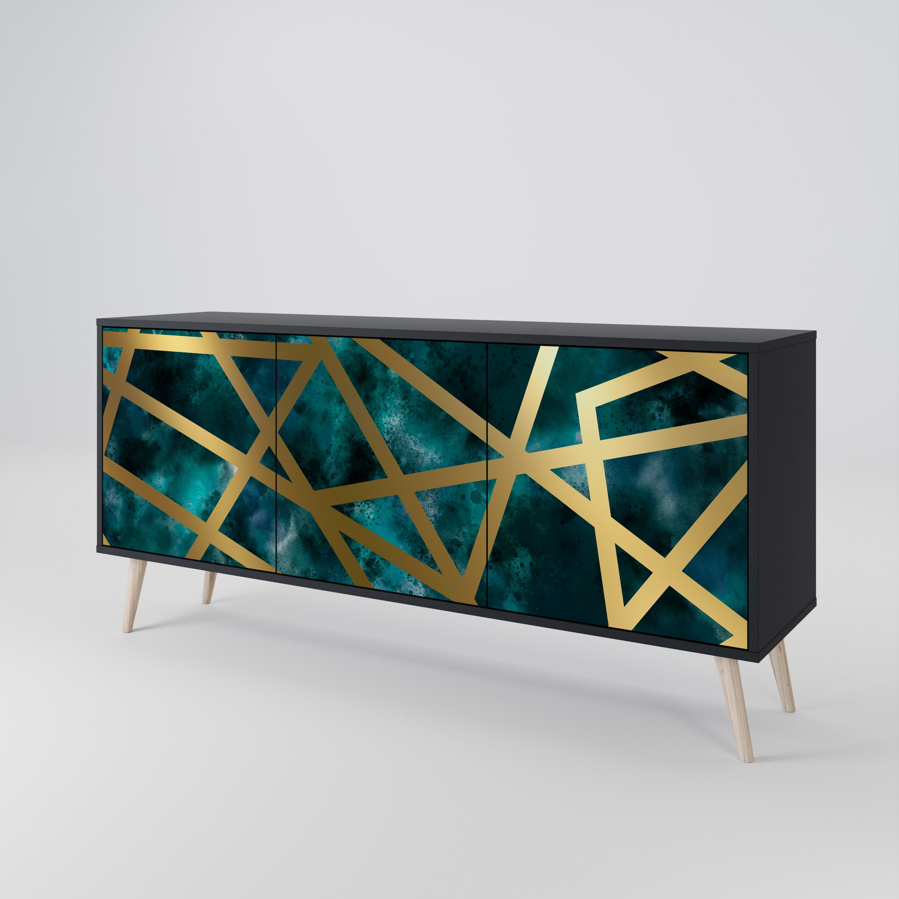 THE LABYRINTH OF GOLD 3-Door Sideboard in Black Finish