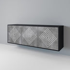 POLYGONAL ARTISTRY 3-Door Sideboard in Black Finish