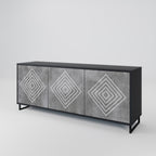 POLYGONAL ARTISTRY 3-Door Sideboard in Black Finish
