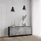 POLYGONAL ARTISTRY 3-Door Sideboard in Black Finish