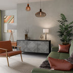 POLYGONAL ARTISTRY 3-Door Sideboard in Black Finish