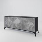 POLYGONAL ARTISTRY 3-Door Sideboard in Black Finish