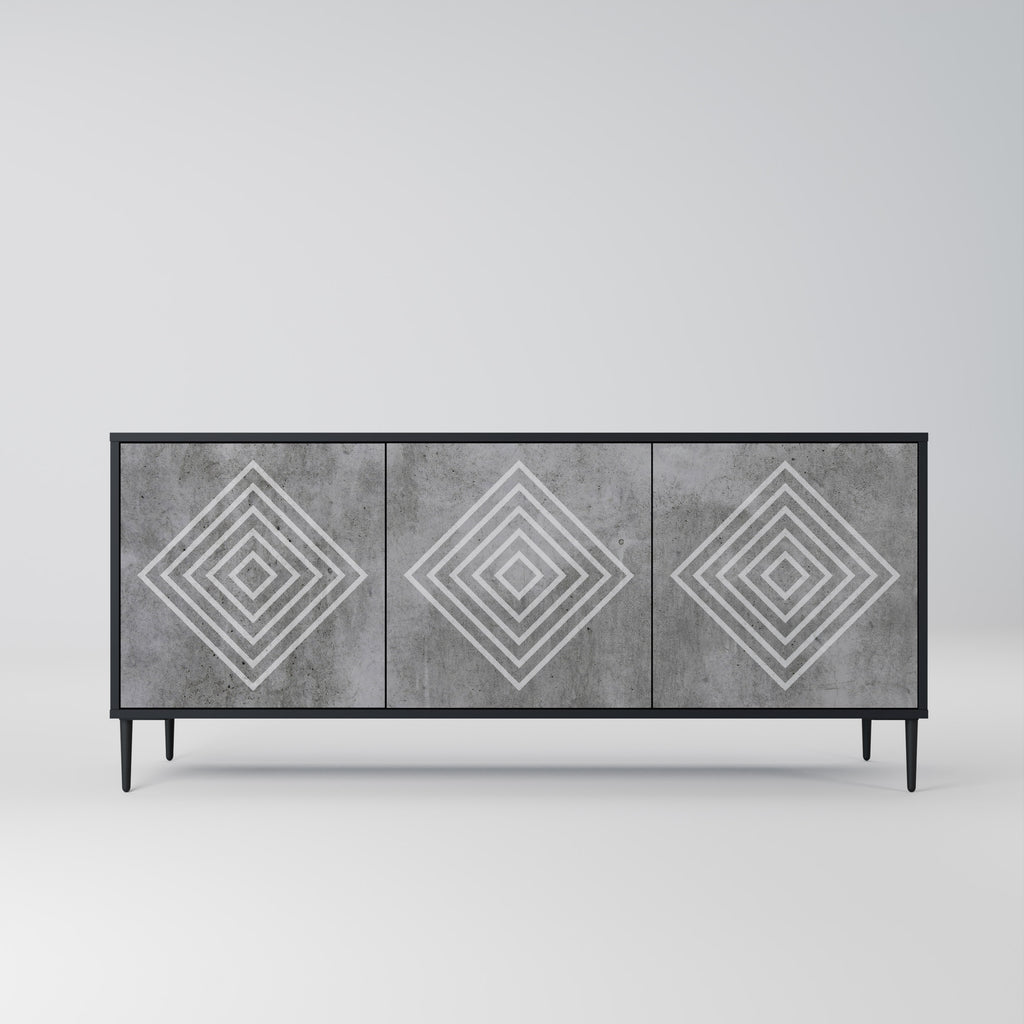 POLYGONAL ARTISTRY 3-Door Sideboard in Black Finish