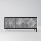 POLYGONAL ARTISTRY 3-Door Sideboard in Black Finish