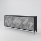 POLYGONAL ARTISTRY 3-Door Sideboard in Black Finish
