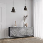 POLYGONAL ARTISTRY 3-Door Sideboard in Black Finish