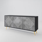 POLYGONAL ARTISTRY 3-Door Sideboard in Black Finish