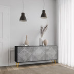 POLYGONAL ARTISTRY 3-Door Sideboard in Black Finish