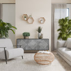 POLYGONAL ARTISTRY 3-Door Sideboard in Black Finish