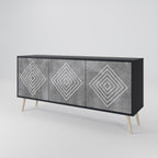 POLYGONAL ARTISTRY 3-Door Sideboard in Black Finish